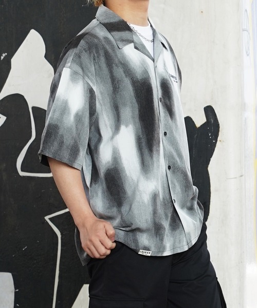 【Laufer】ムラ染めオープンカラー半袖シャツ / Mura Dyed Open Collar Short Sleeve Shirt(シャツ/ブラウス)|Laufer(ロイファー) 【Laufer】ムラ染めオープンカラー半袖シャツ / Mura Dyed Open Collar Short Sleeve Shirt(シャツ/ブラウス)|Laufer(ロイファー)