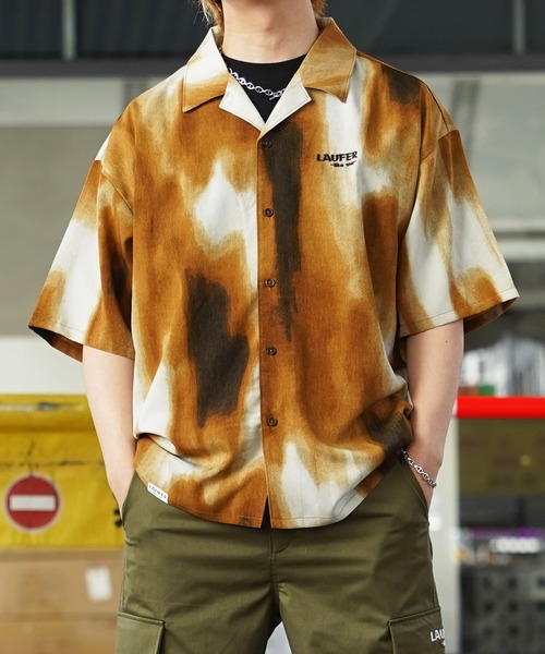 【Laufer】ムラ染めオープンカラー半袖シャツ / Mura Dyed Open Collar Short Sleeve Shirt(シャツ/ブラウス)|Laufer(ロイファー) 【Laufer】ムラ染めオープンカラー半袖シャツ / Mura Dyed Open Collar Short Sleeve Shirt(シャツ/ブラウス)|Laufer(ロイファー)