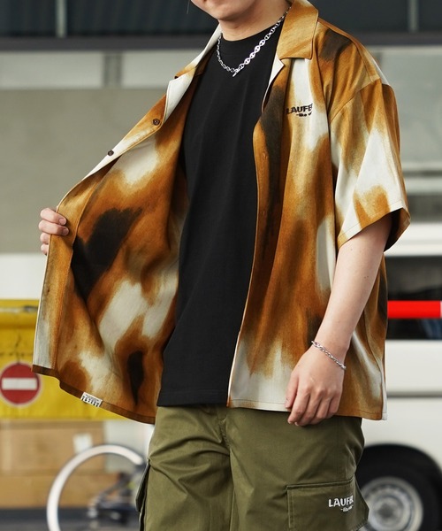 【Laufer】ムラ染めオープンカラー半袖シャツ / Mura Dyed Open Collar Short Sleeve Shirt(シャツ/ブラウス)|Laufer(ロイファー) 【Laufer】ムラ染めオープンカラー半袖シャツ / Mura Dyed Open Collar Short Sleeve Shirt(シャツ/ブラウス)|Laufer(ロイファー)