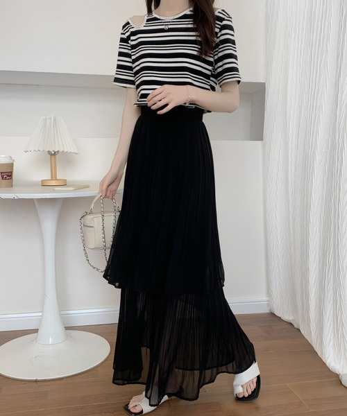 ECLIN(エクラン)の「ソフトプリーツティアードスカート(スカート・レディース・ホワイト/ブラック/モカ/ベージュ/ネイビー・M/L)」の17枚目の写真