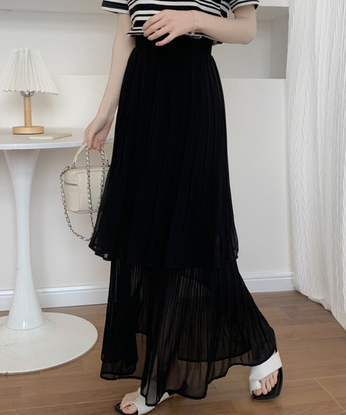 ECLIN(エクラン)の「ソフトプリーツティアードスカート(スカート・レディース・ホワイト/ブラック/モカ/ベージュ/ネイビー・M/L)」の18枚目の写真