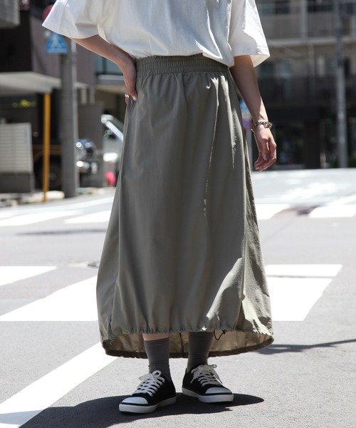 Dickies(ディッキーズ)の「【GENUINE DICKIES/ジェニュインディッキーズ】ドロストギャザースカート(クイックドライ)(スカート・レディース・ベージュ/スミクロ/ライトカーキ/ダークネイビー・M/L)」の12枚目の写真