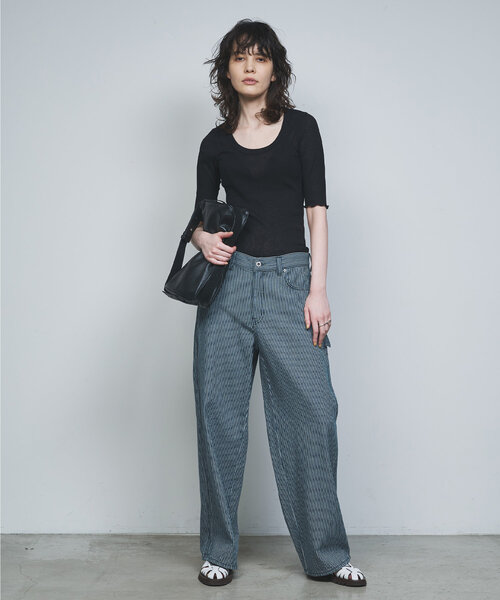 GALLARDAGALANTE（ガリャルダガランテ）の「ルーズヒッコリーパンツ（その他パンツ・レディース・ネイビー・1/0）」の5枚目の写真