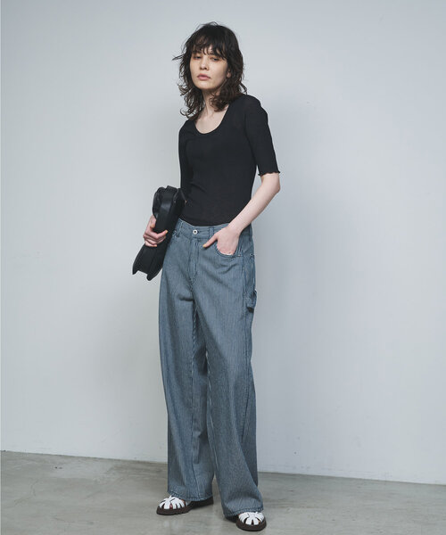 GALLARDAGALANTE（ガリャルダガランテ）の「ルーズヒッコリーパンツ（その他パンツ・レディース・ネイビー・1/0）」の6枚目の写真