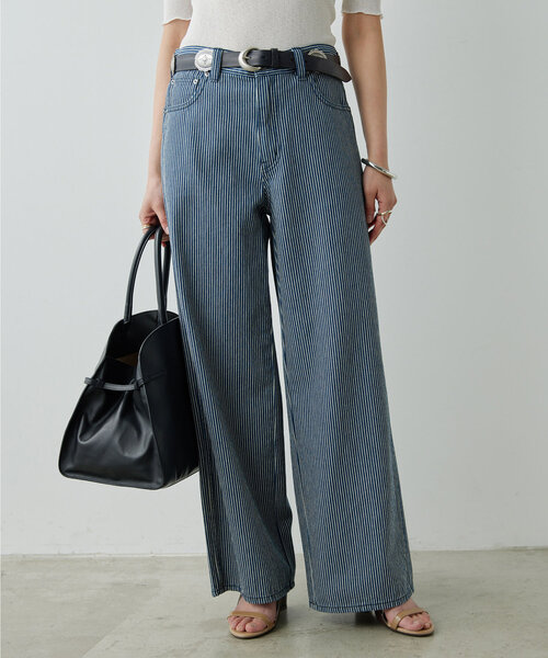 GALLARDAGALANTE（ガリャルダガランテ）の「ルーズヒッコリーパンツ（その他パンツ・レディース・ネイビー・1/0）」の8枚目の写真