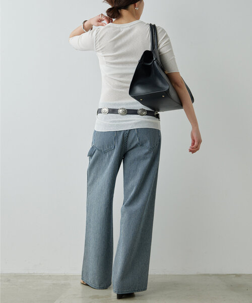 GALLARDAGALANTE（ガリャルダガランテ）の「ルーズヒッコリーパンツ（その他パンツ・レディース・ネイビー・1/0）」の14枚目の写真