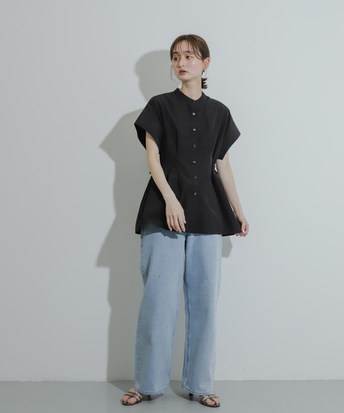 SENSE OF PLACE by URBAN RESEARCH(センスオブプレイスバイアーバンリサーチ)の「ラインストーンワイドデニム(デニムパンツ・レディース・ライトインディゴブルー/ライトブルー/ブラック・MEDIUM/SMALL)」の4枚目の写真