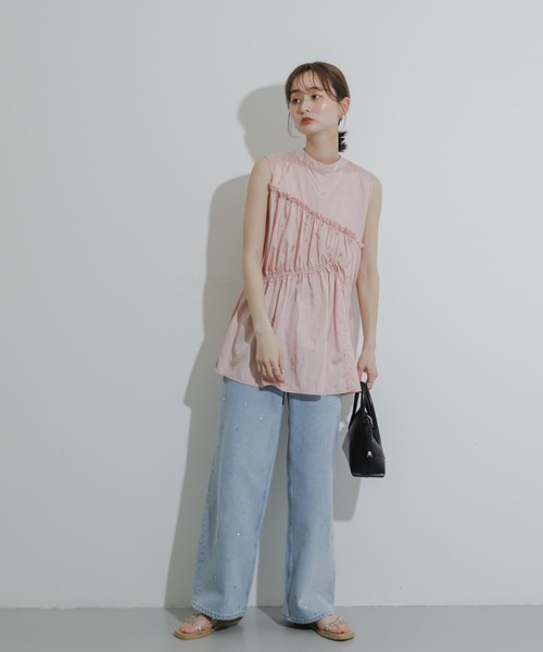 SENSE OF PLACE by URBAN RESEARCH(センスオブプレイスバイアーバンリサーチ)の「ラインストーンワイドデニム(デニムパンツ・レディース・ライトインディゴブルー/ライトブルー/ブラック・MEDIUM/SMALL)」の7枚目の写真