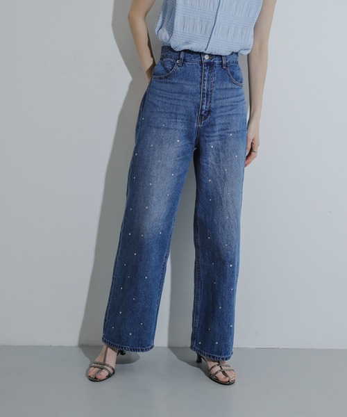 SENSE OF PLACE by URBAN RESEARCH(センスオブプレイスバイアーバンリサーチ)の「ラインストーンワイドデニム(デニムパンツ・レディース・ライトインディゴブルー/ライトブルー/ブラック・MEDIUM/SMALL)」の10枚目の写真