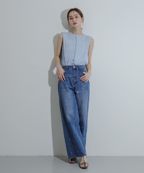 SENSE OF PLACE by URBAN RESEARCH(センスオブプレイスバイアーバンリサーチ)の「ラインストーンワイドデニム(デニムパンツ・レディース・ライトインディゴブルー/ライトブルー/ブラック・MEDIUM/SMALL)」の12枚目の写真