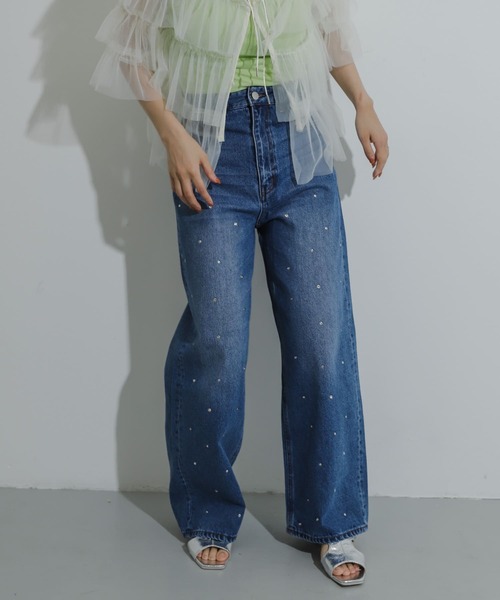 SENSE OF PLACE by URBAN RESEARCH(センスオブプレイスバイアーバンリサーチ)の「ラインストーンワイドデニム(デニムパンツ・レディース・ライトインディゴブルー/ライトブルー/ブラック・MEDIUM/SMALL)」の13枚目の写真