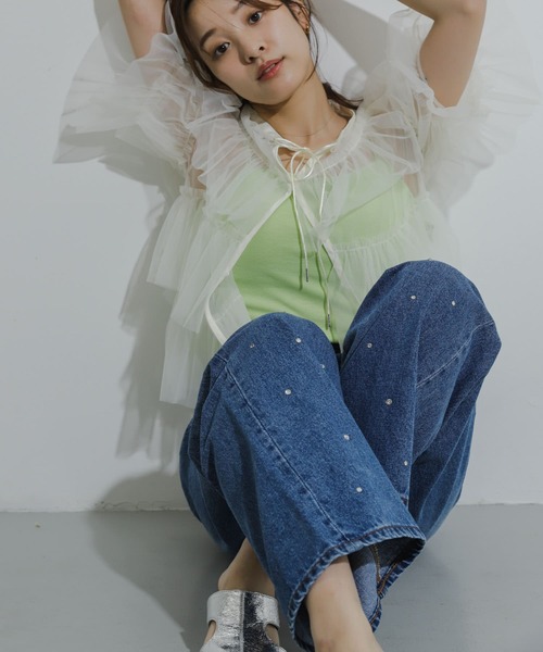 SENSE OF PLACE by URBAN RESEARCH(センスオブプレイスバイアーバンリサーチ)の「ラインストーンワイドデニム(デニムパンツ・レディース・ライトインディゴブルー/ライトブルー/ブラック・MEDIUM/SMALL)」の16枚目の写真