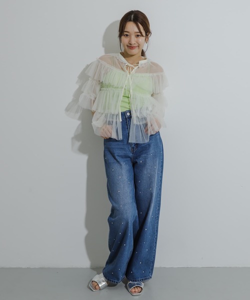 SENSE OF PLACE by URBAN RESEARCH(センスオブプレイスバイアーバンリサーチ)の「ラインストーンワイドデニム(デニムパンツ・レディース・ライトインディゴブルー/ライトブルー/ブラック・MEDIUM/SMALL)」の18枚目の写真