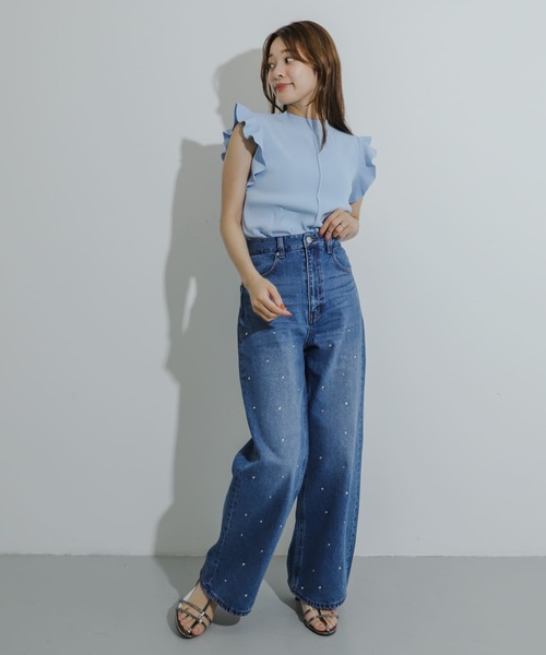 SENSE OF PLACE by URBAN RESEARCH(センスオブプレイスバイアーバンリサーチ)の「ラインストーンワイドデニム(デニムパンツ・レディース・ライトインディゴブルー/ライトブルー/ブラック・MEDIUM/SMALL)」の21枚目の写真
