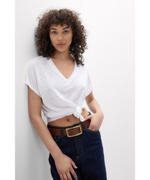 The Pure Linen リネン Vネック ショートスリーブ Tシャツ