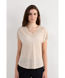The Pure Linen リネン Vネック ショートスリーブ Tシャツ