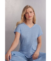 The Pure Linen リネン Vネック ショートスリーブ Tシャツ