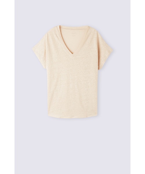 tシャツ リネン Vネック ショートスリーブ ニット レディース リネン Vネック ショートスリーブ ニット（Tシャツ/カットソー