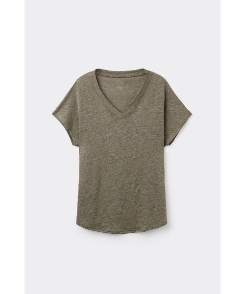 リネン Vネック ショートスリーブ ニット（Tシャツ/カットソー