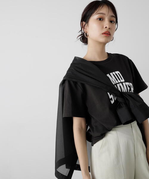 N.（N. Natural Beauty Basic）（エヌエヌナチュラルビューティーベーシック）の「◆カレッジロゴＴ（Tシャツ/カットソー・レディース・オフホワイト/チャコールグレー/モカ・MEDIUM）」の12枚目の写真