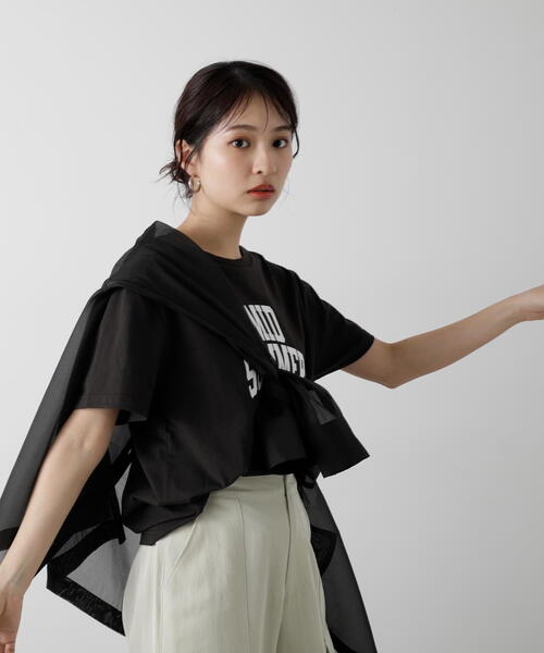 N.（N. Natural Beauty Basic）（エヌエヌナチュラルビューティーベーシック）の「◆カレッジロゴＴ（Tシャツ/カットソー・レディース・オフホワイト/チャコールグレー/モカ・MEDIUM）」の13枚目の写真