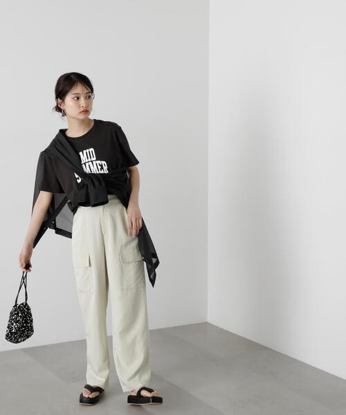 N.（N. Natural Beauty Basic）（エヌエヌナチュラルビューティーベーシック）の「◆カレッジロゴＴ（Tシャツ/カットソー・レディース・オフホワイト/チャコールグレー/モカ・MEDIUM）」の17枚目の写真