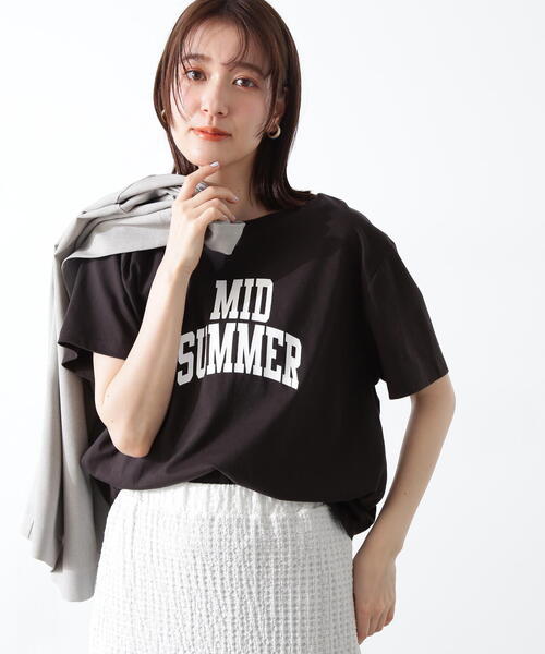 N.（N. Natural Beauty Basic）（エヌエヌナチュラルビューティーベーシック）の「◆カレッジロゴＴ（Tシャツ/カットソー・レディース・オフホワイト/チャコールグレー/モカ・MEDIUM）」の19枚目の写真