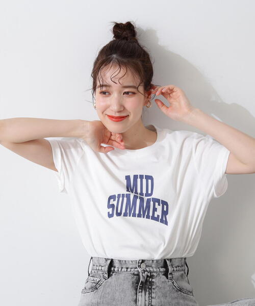 N.（N. Natural Beauty Basic）（エヌエヌナチュラルビューティーベーシック）の「◆カレッジロゴＴ（Tシャツ/カットソー・レディース・オフホワイト/チャコールグレー/モカ・MEDIUM）」の4枚目の写真
