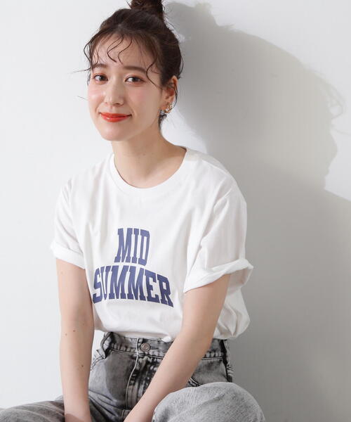 N.（N. Natural Beauty Basic）（エヌエヌナチュラルビューティーベーシック）の「◆カレッジロゴＴ（Tシャツ/カットソー・レディース・オフホワイト/チャコールグレー/モカ・MEDIUM）」の5枚目の写真