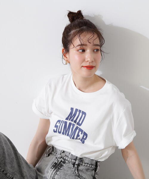 N.（N. Natural Beauty Basic）（エヌエヌナチュラルビューティーベーシック）の「◆カレッジロゴＴ（Tシャツ/カットソー・レディース・オフホワイト/チャコールグレー/モカ・MEDIUM）」の6枚目の写真