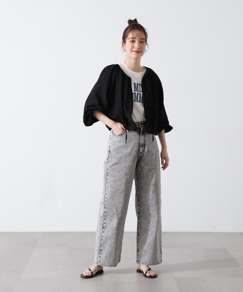 N.（N. Natural Beauty Basic）（エヌエヌナチュラルビューティーベーシック）の「◆カレッジロゴＴ（Tシャツ/カットソー・レディース・オフホワイト/チャコールグレー/モカ・MEDIUM）」の7枚目の写真