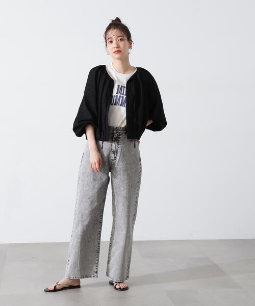 N.（N. Natural Beauty Basic）（エヌエヌナチュラルビューティーベーシック）の「◆カレッジロゴＴ（Tシャツ/カットソー・レディース・オフホワイト/チャコールグレー/モカ・MEDIUM）」の8枚目の写真