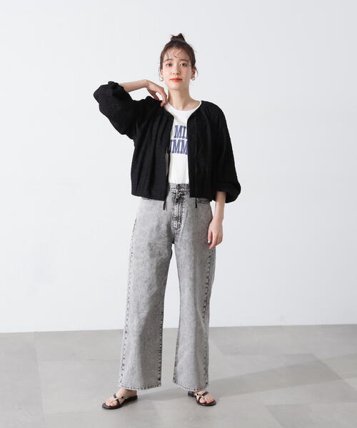 N.（N. Natural Beauty Basic）（エヌエヌナチュラルビューティーベーシック）の「◆カレッジロゴＴ（Tシャツ/カットソー・レディース・オフホワイト/チャコールグレー/モカ・MEDIUM）」の9枚目の写真