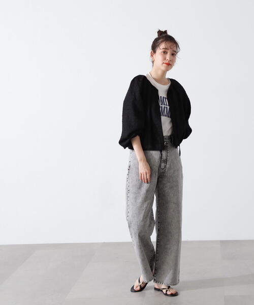 N.（N. Natural Beauty Basic）（エヌエヌナチュラルビューティーベーシック）の「◆カレッジロゴＴ（Tシャツ/カットソー・レディース・オフホワイト/チャコールグレー/モカ・MEDIUM）」の10枚目の写真