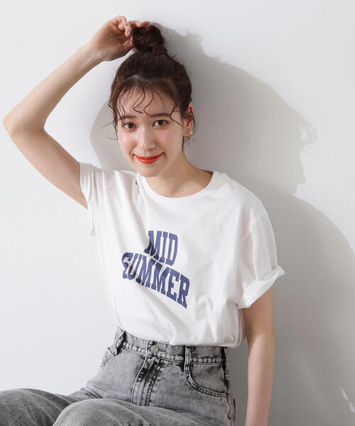 N.（N. Natural Beauty Basic）（エヌエヌナチュラルビューティーベーシック）の「◆カレッジロゴＴ（Tシャツ/カットソー・レディース・オフホワイト/チャコールグレー/モカ・MEDIUM）」の11枚目の写真