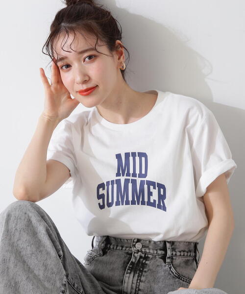 N.（N. Natural Beauty Basic）（エヌエヌナチュラルビューティーベーシック）の「◆カレッジロゴＴ（Tシャツ/カットソー・レディース・オフホワイト/チャコールグレー/モカ・MEDIUM）」の2枚目の写真