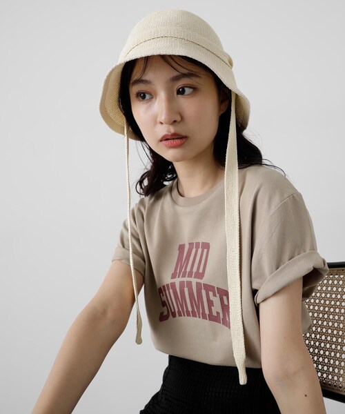 N.（N. Natural Beauty Basic）（エヌエヌナチュラルビューティーベーシック）の「◆カレッジロゴＴ（Tシャツ/カットソー・レディース・オフホワイト/チャコールグレー/モカ・MEDIUM）」の3枚目の写真