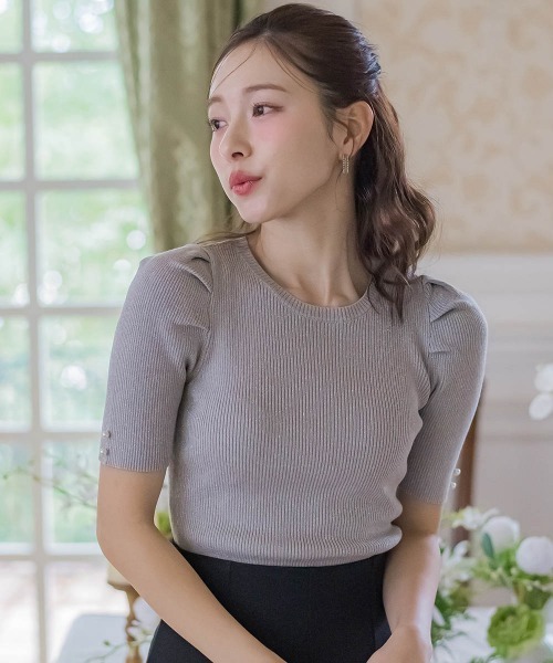 QUEENS COURT（クイーンズコート）の「ラメパフニット≪手洗い可能≫（ニット/セーター・レディース・ブルー/ピンク/ホワイト/ブラック/グレー・M）」の17枚目の写真
