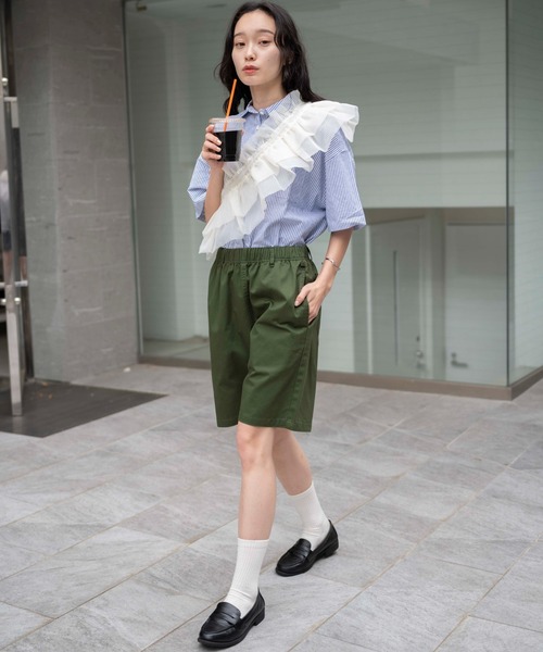 WEGO（ウィゴー）の「WEGO/リラックスイージーショーツ（チノパンツ・メンズ・ホワイト/ダークグレー/ライトインディゴブルー/オリーブ/ブラック/ベージュ/グレー系その他/レッド系その他/ブルー系その他・SMALL/MEDIUM/LARGE）」の12枚目の写真