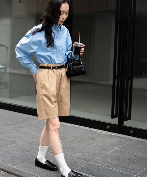 WEGO（ウィゴー）の「WEGO/リラックスイージーショーツ（チノパンツ・メンズ・ホワイト/ダークグレー/ライトインディゴブルー/オリーブ/ブラック/ベージュ/グレー系その他/レッド系その他/ブルー系その他・SMALL/MEDIUM/LARGE）」の14枚目の写真