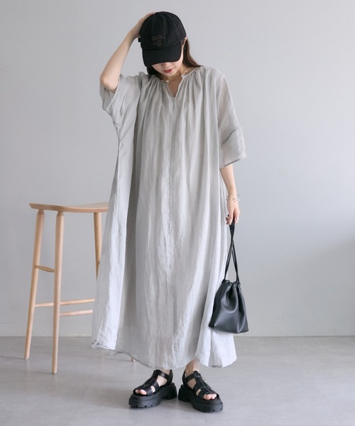 PUAL CE CIN（ピュアルセシン）の「ラミーワンピース（ワンピース・レディース・ブルー/ライトグレー/ブラック・FREE）」の3枚目の写真