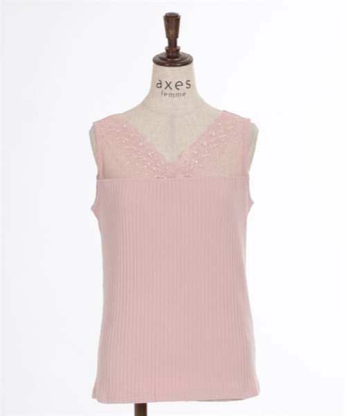 axes femme（アクシーズファム）の「吸水速乾レースタンク（タンクトップ・レディース・サックスブルー/ブラック/キナリ/ピンク/グリーン・FREE）」の5枚目の写真