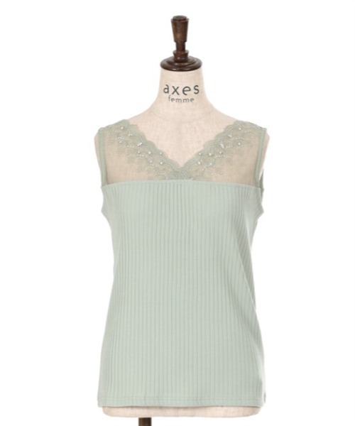 axes femme（アクシーズファム）の「吸水速乾レースタンク（タンクトップ・レディース・サックスブルー/ブラック/キナリ/ピンク/グリーン・FREE）」の4枚目の写真