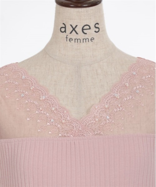 axes femme（アクシーズファム）の「吸水速乾レースタンク（タンクトップ・レディース・サックスブルー/ブラック/キナリ/ピンク/グリーン・FREE）」の15枚目の写真