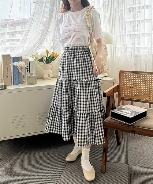 cuorequal（クオレコール）の「PINKリボンプリント半袖Ｔシャツ（Tシャツ/カットソー・レディース・ホワイト・LARGE/MEDIUM）」の8枚目の写真