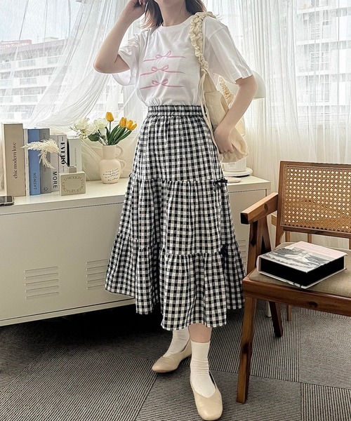 cuorequal（クオレコール）の「PINKリボンプリント半袖Ｔシャツ（Tシャツ/カットソー・レディース・ホワイト・LARGE/MEDIUM）」の9枚目の写真