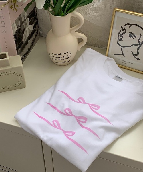 cuorequal（クオレコール）の「PINKリボンプリント半袖Ｔシャツ（Tシャツ/カットソー・レディース・ホワイト・LARGE/MEDIUM）」の13枚目の写真