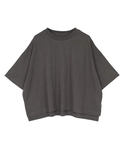 UR'S(ユアーズ)の「サスティナブルコットンクロップド丈Tシャツ(Tシャツ/カットソー・レディース・チャコール/オフホワイト・M)」の9枚目の写真