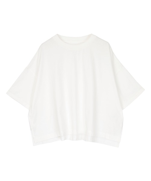 UR'S(ユアーズ)の「サスティナブルコットンクロップド丈Tシャツ(Tシャツ/カットソー・レディース・チャコール/オフホワイト・M)」の8枚目の写真