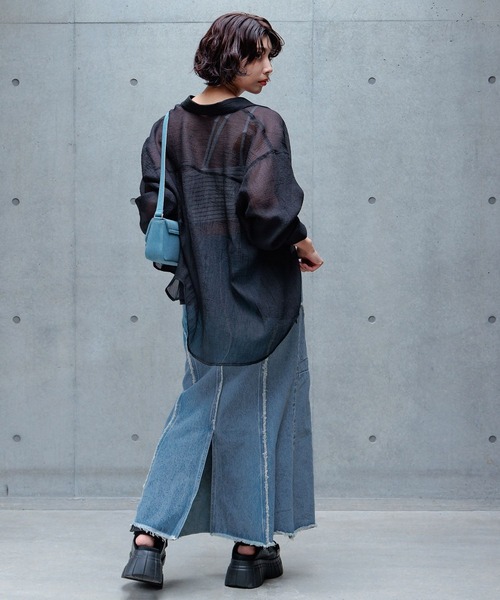 PAGEBOY（ページボーイ）の「シアーシャツ（シャツ/ブラウス・レディース・オフホワイト/ブラック/ブラウン/オレンジ/ターコイズブルー・FREE）」の14枚目の写真